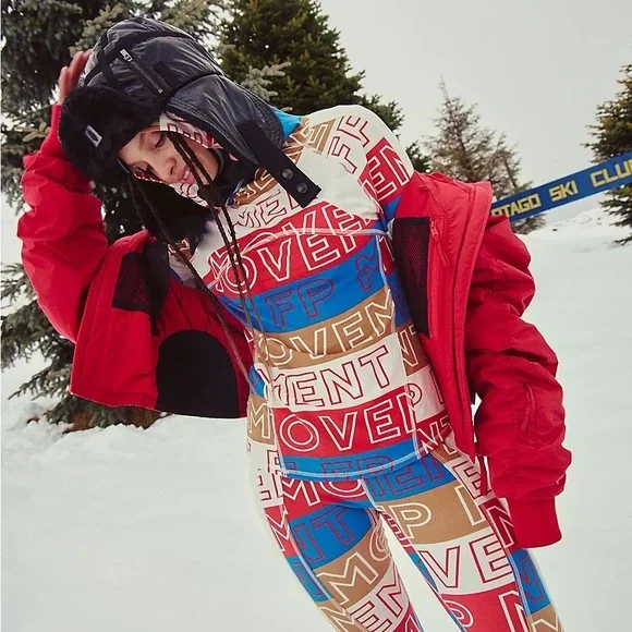 FP MOVEMENT Dawn To Dusk Print Hoodie Logo Red Blue White - Picture 1 of 4